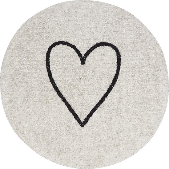 Picture of Beliani Dywan okrgy baweniany ø 140 cm beowy z czarnym HEART