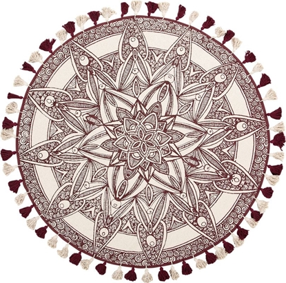 Attēls no Beliani Dywan okrgy orientalny nadruk 120 cm kremowo-czerwony OLTU