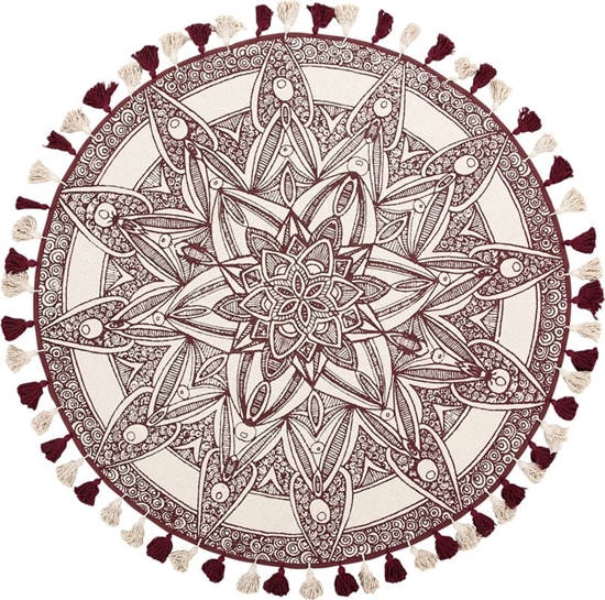 Picture of Beliani Dywan okrgy orientalny nadruk 120 cm kremowo-czerwony OLTU