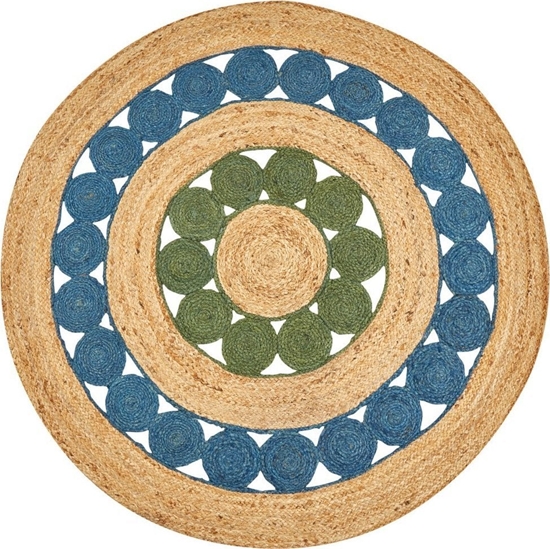 Picture of Beliani Dywan okrgy z juty  140 cm niebiesko-zielony HOVIT