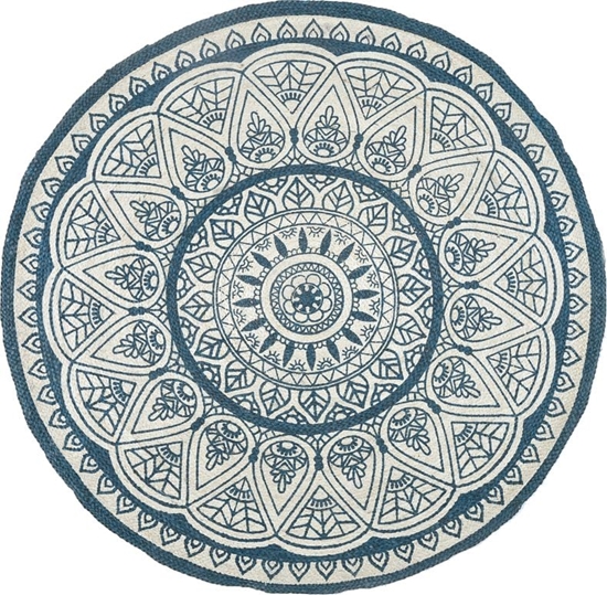 Picture of Beliani Dywan okrgy z juty 120 cm niebieski ANADERE