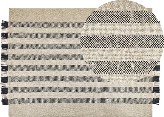 Изображение Beliani Dywan weniany 140 x 200 cm zamana biel z czarnym TACETTIN