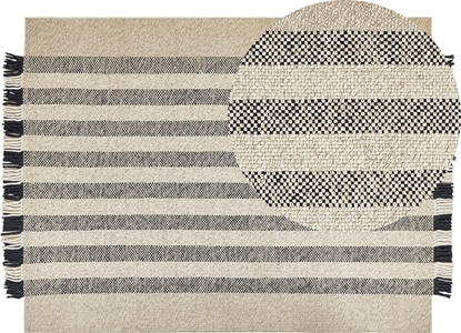 Attēls no Beliani Dywan weniany 160 x 230 cm zamana biel z czarnym TACETTIN