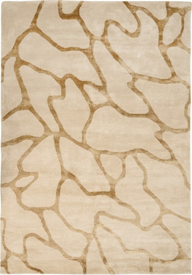 Изображение Beliani Dywan z wiskozy wzór geometryczny 160 x 230 cm beowy MAKOLA