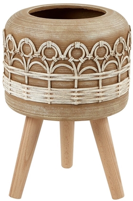 Picture of Beliani Doniczka na nókach CYRTOMIUM Ceramika 27 cm Jasnobrzowy