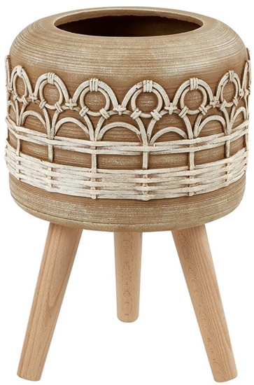 Picture of Beliani Doniczka na nókach CYRTOMIUM Ceramika 27 cm Jasnobrzowy