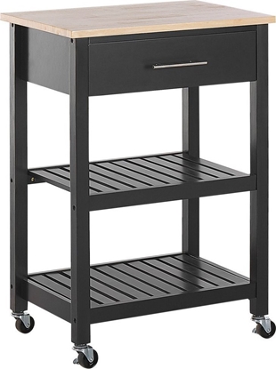 Изображение Beliani Drewniany wózek kuchenny z szuflad czarny HIUMA