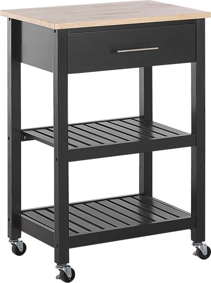 Picture of Beliani Drewniany wózek kuchenny z szuflad czarny HIUMA