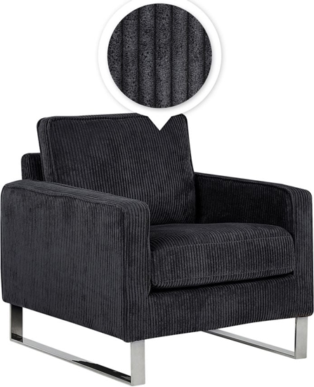 Изображение Beliani Fotel sztruksowy czarny VIND