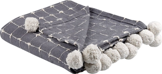 Picture of Beliani Koc baweniany z pomponami 125 x 150 cm szary YASAM!