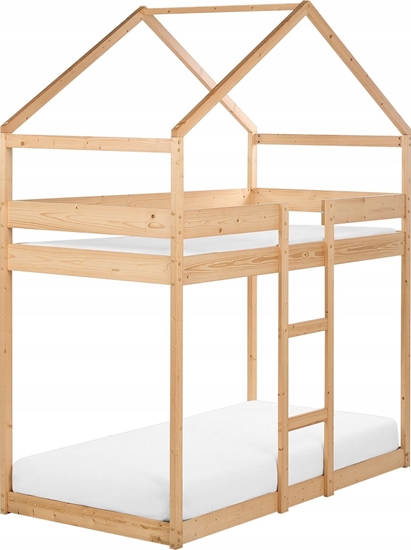 Изображение Beliani óko pitrowe dziecice domek drewniane 90 x 200 cm jasne LABATUT
