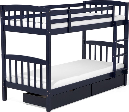 Picture of Beliani óko pitrowe z szufladami drewniane 90 x 200 cm niebieskie REVIN