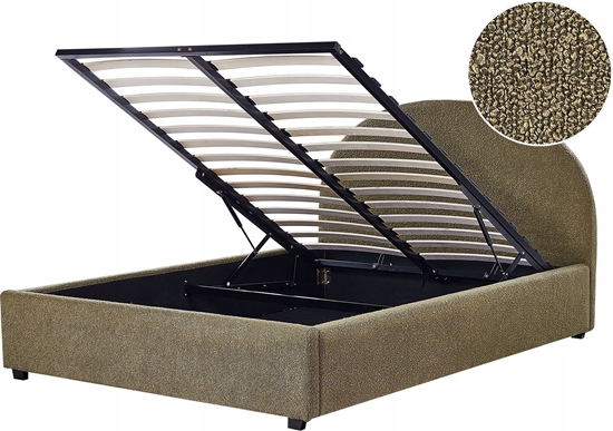 Picture of Beliani óko z pojemnikiem boucle 160 x 200 cm zielone oliwkowe VAUCLUSE