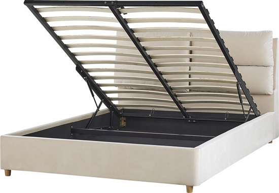 Picture of Beliani óko z pojemnikiem welurowe 140 x 200 cm beowe BATILLY