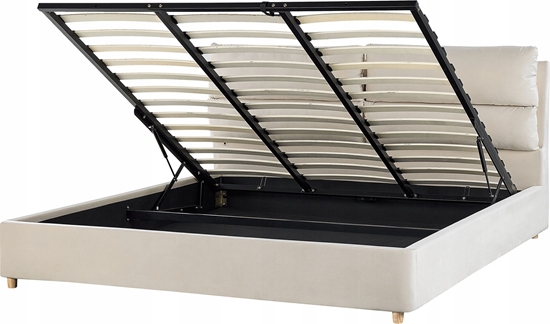 Picture of Beliani óko z pojemnikiem welurowe 180 x 200 cm beowe BATILLY