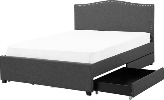 Picture of Beliani óko z szufladami tapicerowane 160 x 200 cm szare MONTPELLIER