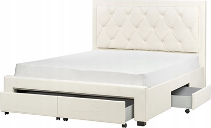 Attēls no Beliani óko z szufladami welurowe 160 x 200 cm kremowe LIEVIN