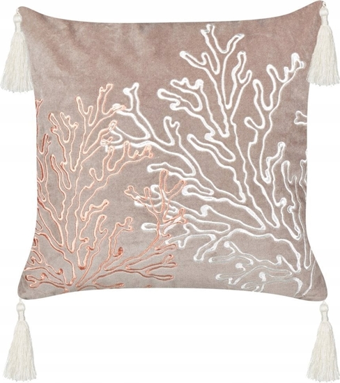 Picture of Beliani Poduszka dekoracyjna w koralowce welurowa 45 x 45 cm beowoszara MAZZAELLA