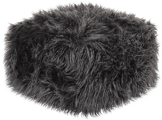 Изображение Beliani Puf futrzany 50 x 50 x 30 cm czarny MUKKI