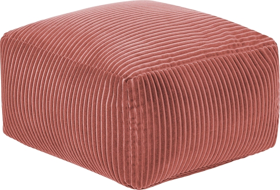Изображение Beliani Puf sztruksowy 50 x 50 x 30 cm jasnoczerwony MUKKI