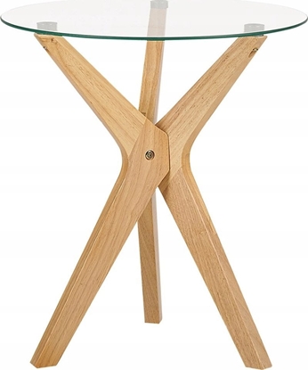 Picture of Beliani Stolik pomocniczy szklany jasne drewno VALLEY