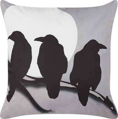 Attēls no Beliani Welurowa poduszka dekoracyjna z motywem ptaków 45 x 45 cm szara ORADEA!
