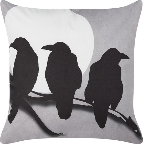 Picture of Beliani Welurowa poduszka dekoracyjna z motywem ptaków 45 x 45 cm szara ORADEA!