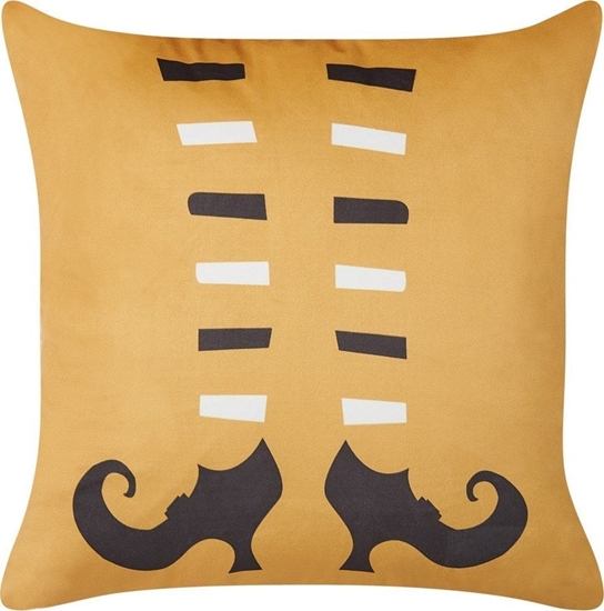 Picture of Beliani Welurowa poduszka dekoracyjna z motywem w buty wiedmy 45 x 45 cm pomaraczowa COVASNA!