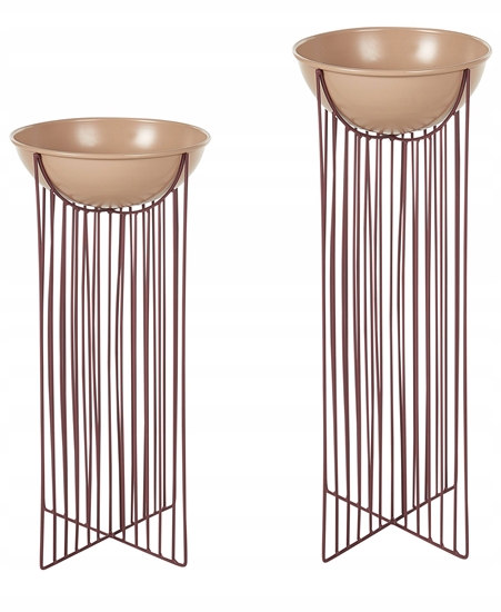 Picture of Beliani Zestaw 2 doniczek na nókach FICARIA Metal 22 cm Róowy