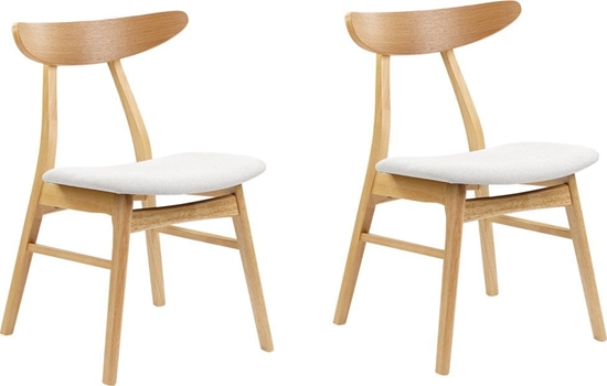 Изображение Beliani Zestaw 2 krzese do jadalni jasne drewno z szarym LYNN