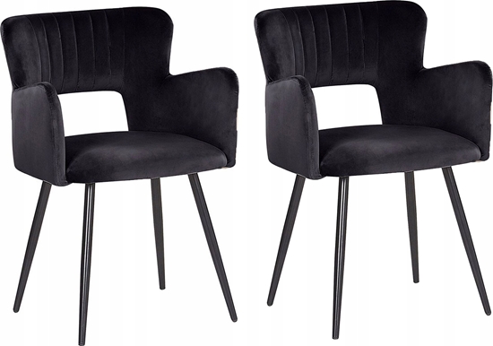 Picture of Beliani Zestaw 2 krzese do jadalni welurowe czarne SANILAC