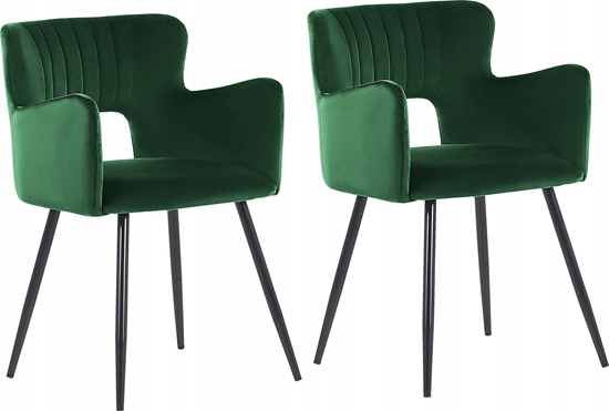 Picture of Beliani Zestaw 2 krzese do jadalni welurowe szmaragdowa ziele SANILAC