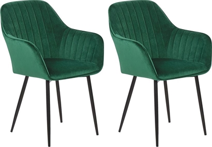 Изображение Beliani Zestaw 2 krzese do jadalni welurowy zielony WELLSTON