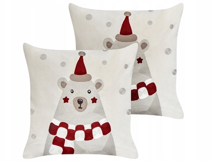 Attēls no Beliani Zestaw 2 poduszek dekoracyjnych JELLIES Welur 45 x 45 cm Zamana biel Wzór witeczny