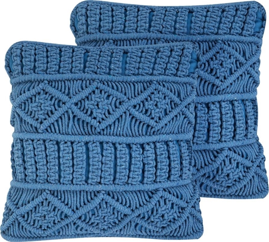 Picture of Beliani Zestaw 2 poduszek dekoracyjnych makrama 45 x 45 cm niebieski KARATAS