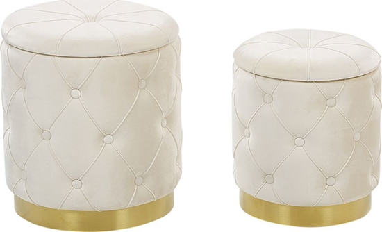 Picture of Beliani Zestaw 2 pufów ze schowkiem biay PUEBLO