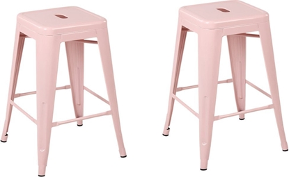 Attēls no Beliani Zestaw 2 stoków barowych metalowych 60 cm róowy CABRILLO!