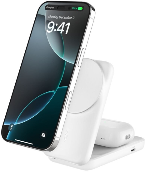 Picture of Belkin UltraCharge 25W Qi2 magn. 2-in-1 Lad.klappb.ws. WIZ038kqWH