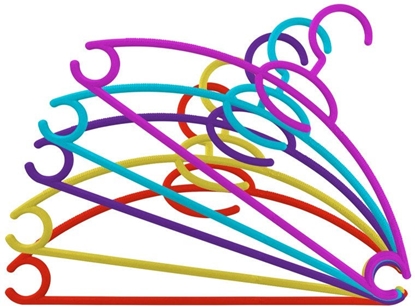Attēls no Drebju pakaramie berniem 5gab. plastmasas Kids Collection 34cm asorti  violeti/zali/oranzi/zili/roza 8004226010036