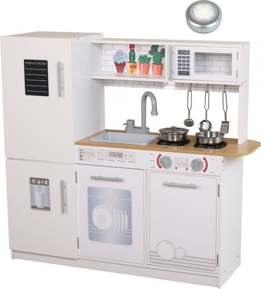 Attēls no Ecotoys Drewniana kuchnia dla dzieci, wiato LED + garnki