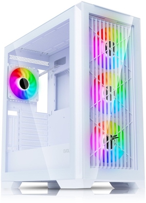 Изображение EVOLVEO Ptero Q2G, skí ATX, 4x ARGB ventilátor, elní+boní panel sklo, bílá