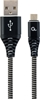 Изображение Gembird USB Male - Micro USB Male Premium cotton braided 1m Black/White