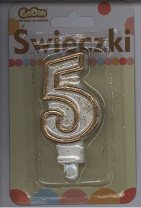 Picture of GoDan wieczka cyferka ze zot obwódk i brokatem - 5 - 1 szt. uniwersalny