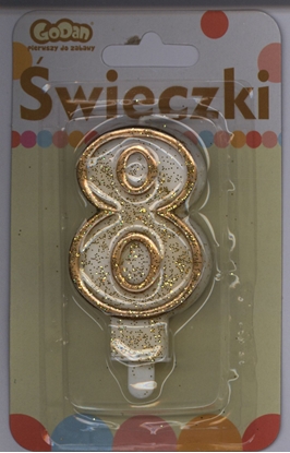 Picture of GoDan wieczka cyferka ze zot obwódk i brokatem - 8 - 1 szt. uniwersalny