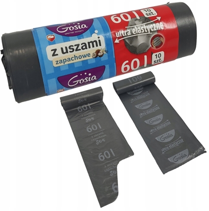 Picture of Gosia Worki Na mieci Ultra Elastyczne Z Uszami Srebrne Zapachowe 60l 10szt 8659..