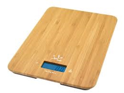 Attēls no JATA ELECTRONIC KITCHEN SCALE 15KG MAX LCD TIMER AND CLOCK BAMBOO 720