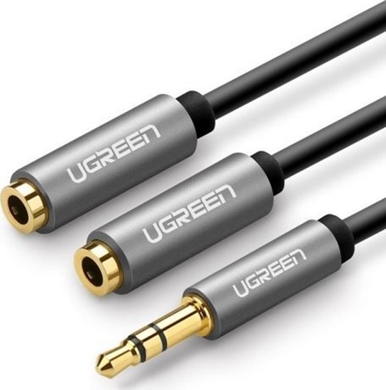 Изображение Kabel Ugreen Jack 3.5mm - Jack 3.5mm x2 0.2m srebrny (10532B)