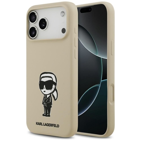 Изображение Karl Lagerfeld Apple iPhone 17 Pro Max MagSafe case compatible Silicone W/ KL Sketch & Logo Brown