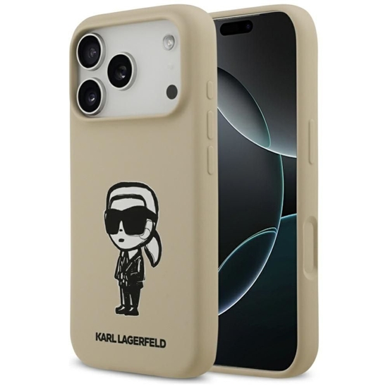 Изображение Karl Lagerfeld Apple KARL LAGERFELD case for IPHONE 17 Pro compatible with MagSafe KLHMP17LSKIGROW (Silicone W/ KL Sketch & Logo) brown Brown