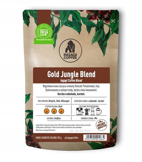 Изображение Kawa ziarnista Ingagi Coffee Gold Jungle Blend 1kg